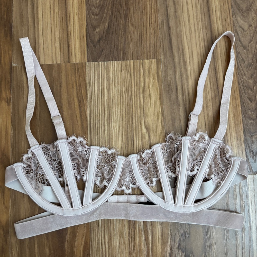 Thistle & Spire Sidney Velvet Lace Trim Flirty Sexy Bra